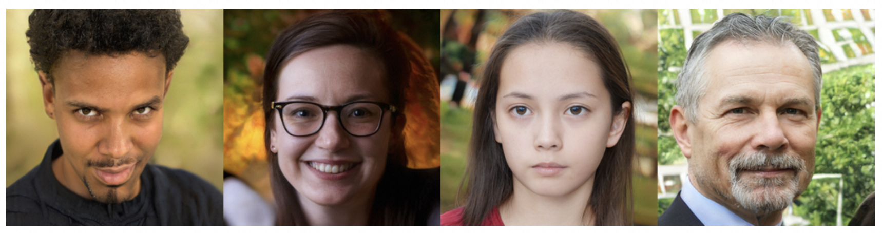 Figure 1: Realistic faces generated by StyleGAN2 [1]