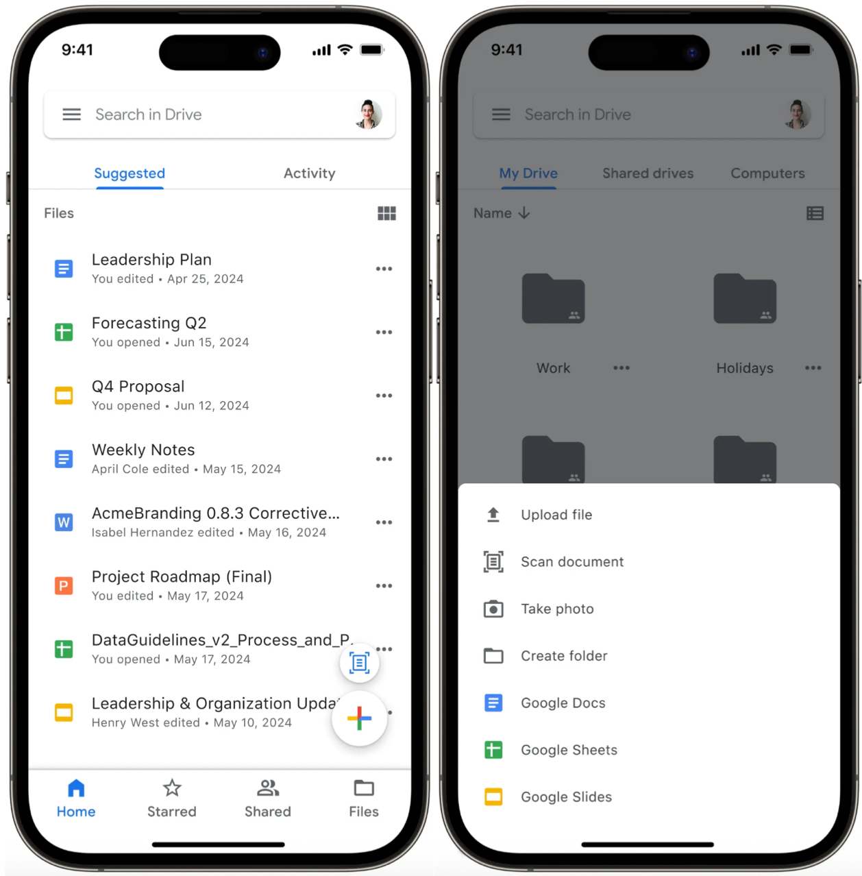 Figure 1: Google Drive screenshots