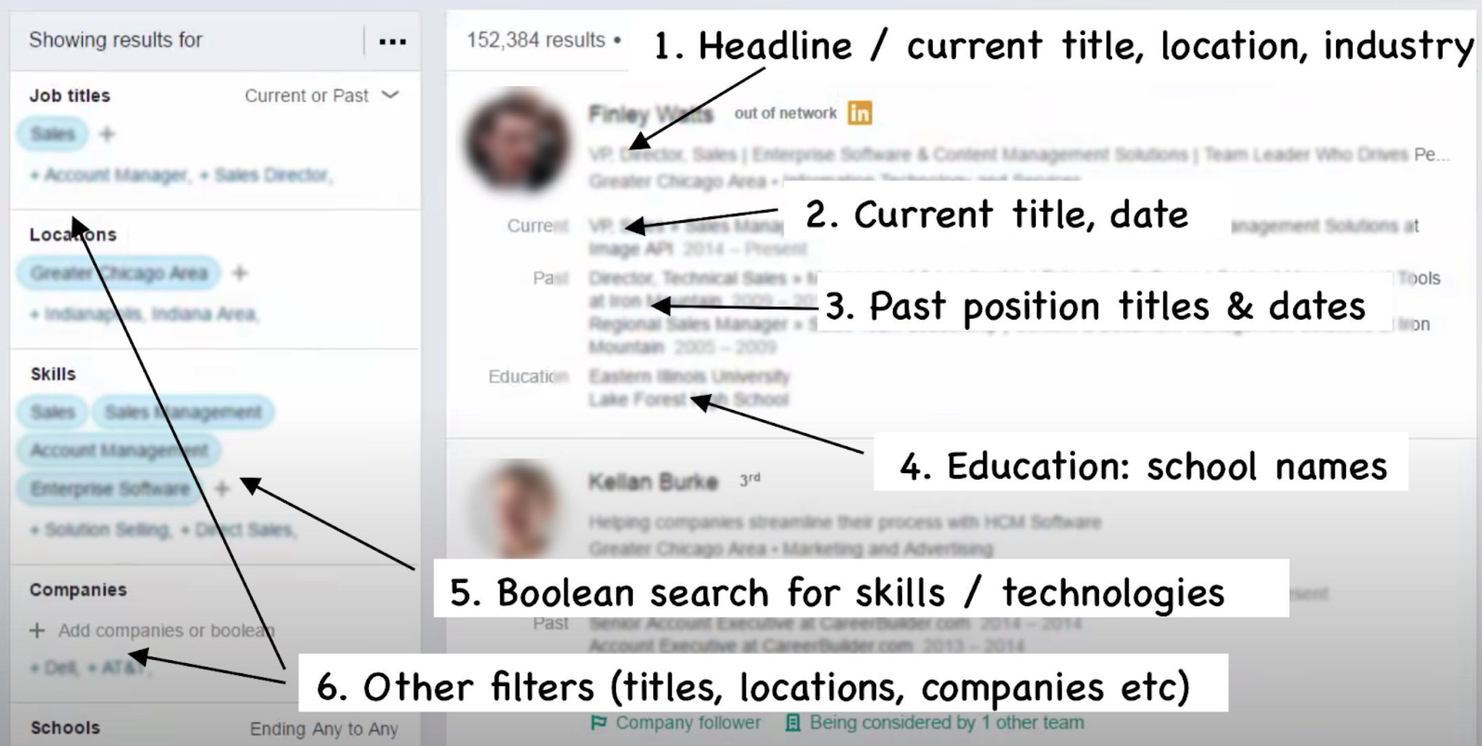 LinkedIn recruiter search 結果頁面截圖